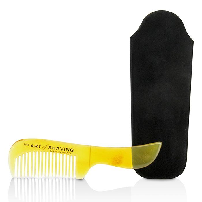 Horn Mustache Comb - Black Suedine - 1pc