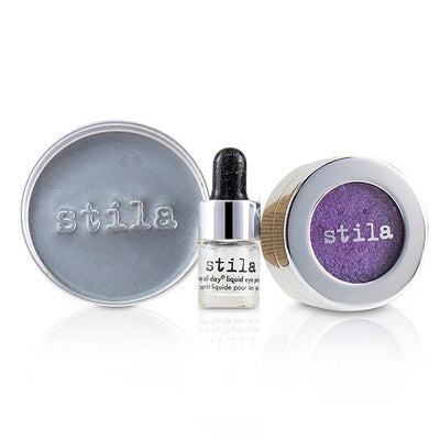 Magnificent Metals Foil Finish Eye Shadow With Mini Stay All Day Liquid Eye Primer - # Metallic Violet - 2pcs