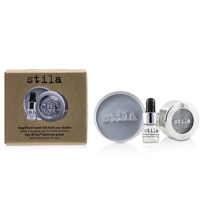 Magnificent Metals Foil Finish Eye Shadow With Mini Stay All Day Liquid Eye Primer - Titanium - 2pcs