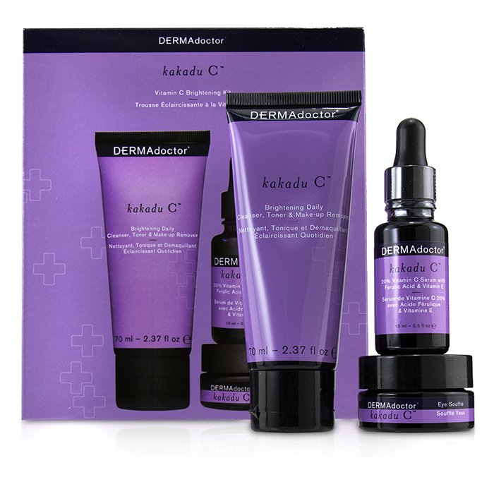 Kakadu C Vitamin C Brightening Kit: Daily Cleanser 70ml + 20% Vitamin C Serum 15ml + Eye Souffle 15ml - 3pcs