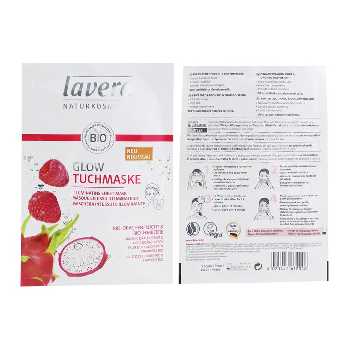 Sheet Mask - Illuminating (with Organic Dragon Fruit & Organic Raspberry) - 1sheet