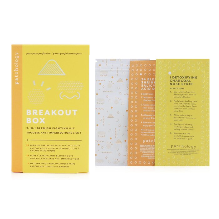 Breakout Box 3-in-1 Blemish Fighting Kit: Blemish Shrinking Dots, Ant-blemish Dots, Charcoal Nose Strips, Storage Sachets For Dots - -