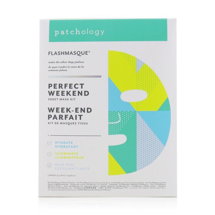 Flashmasque 5 Minute Sheet Mask - Perfect Weekend Sheet Mask Kit: (hydrate, Illuminate, Milk Peel) - 3pcs