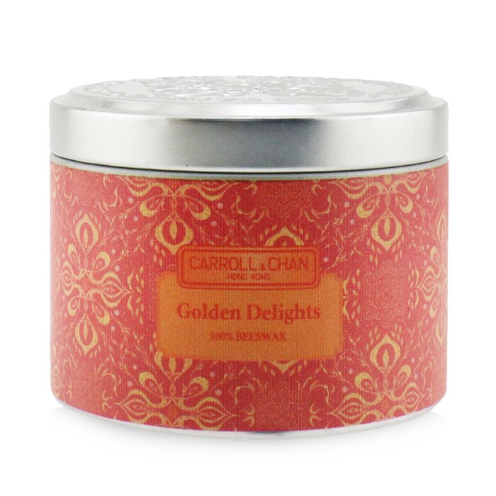 100% Beeswax Tin Candle - Golden Delights - (8x6) cm