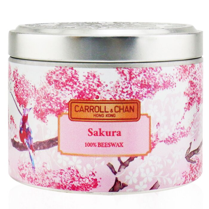 100% Beeswax Tin Candle - Sakura - (8x6) cm