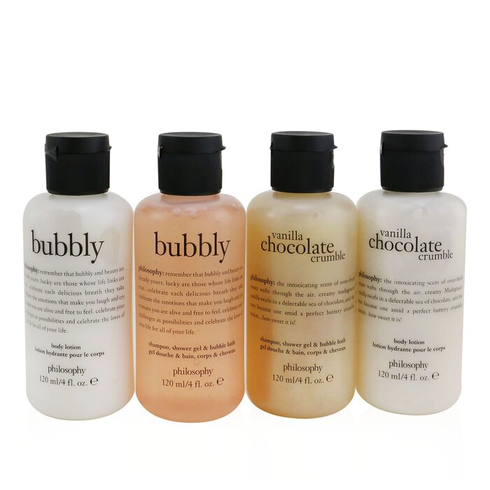 Sweetest Party Favors 4-pieces Git Set: Vanilla Chocolate Cumble (shampoo, Shower Gel & Bubble Bath 120ml + Body Lotion 120ml ) +   Bubbly