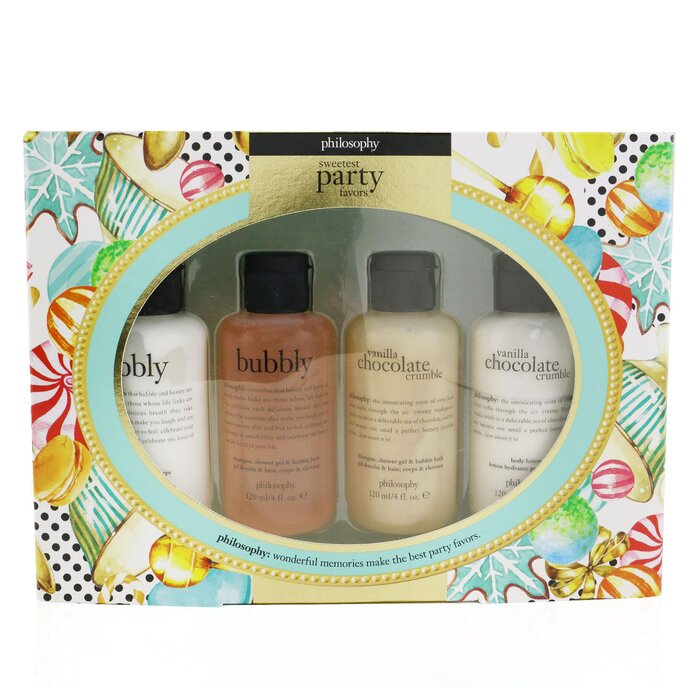 Sweetest Party Favors 4-pieces Git Set: Vanilla Chocolate Cumble (shampoo, Shower Gel & Bubble Bath 120ml + Body Lotion 120ml ) +   Bubbly