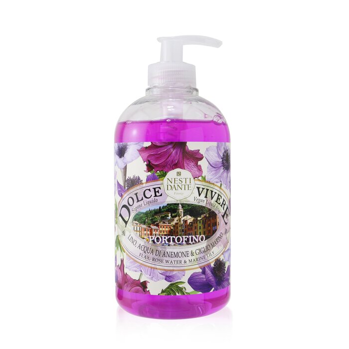 Dolce Vivere Vegan Liquid Soap - Portofino -flax, Rose Water & Marine Lily - 500ml/16.9oz