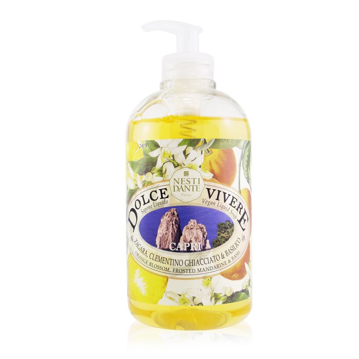 Dolce Vivere Vegan Liquid Soap - Capri - Orange Blossom, Frosted Mandarine & Basil - 500ml/16.9oz