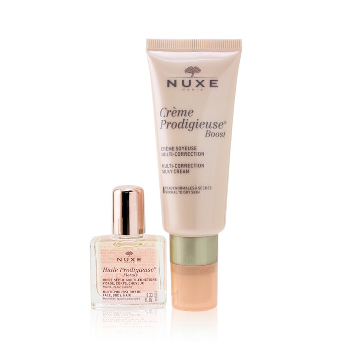 Nuxe Gift Set: Creme Prodigieuse Boost Multi-correction Silky Cream 40ml + Huile Prodigieuse Florale Multi-purpose Dry Oil 10ml - 2pcs