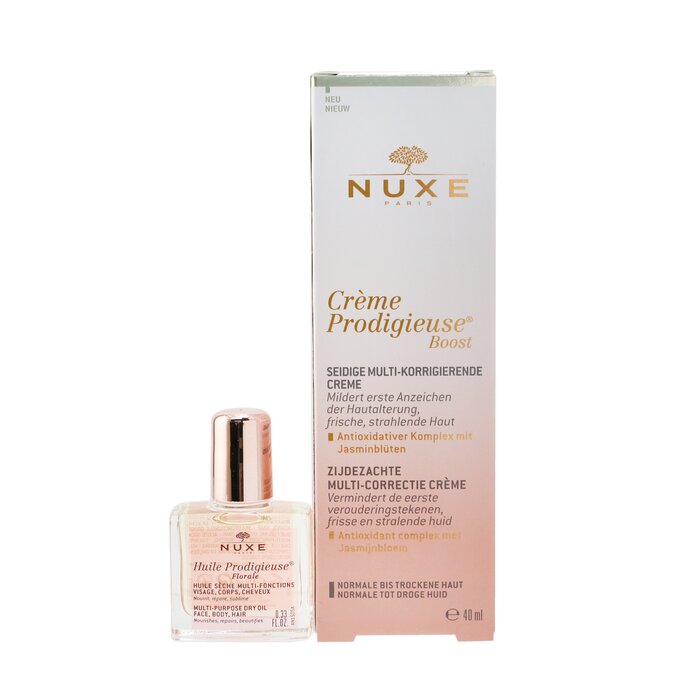 Nuxe Gift Set: Creme Prodigieuse Boost Multi-correction Silky Cream 40ml + Huile Prodigieuse Florale Multi-purpose Dry Oil 10ml - 2pcs