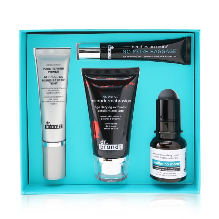 25 Years Of Dr. Brandt Kit: Microdermabrasion 60g+ Wrinkle Smoothing Cream 15g+ Pore Refiner Primer 30ml+ No More Baggage 15g - 4pcs