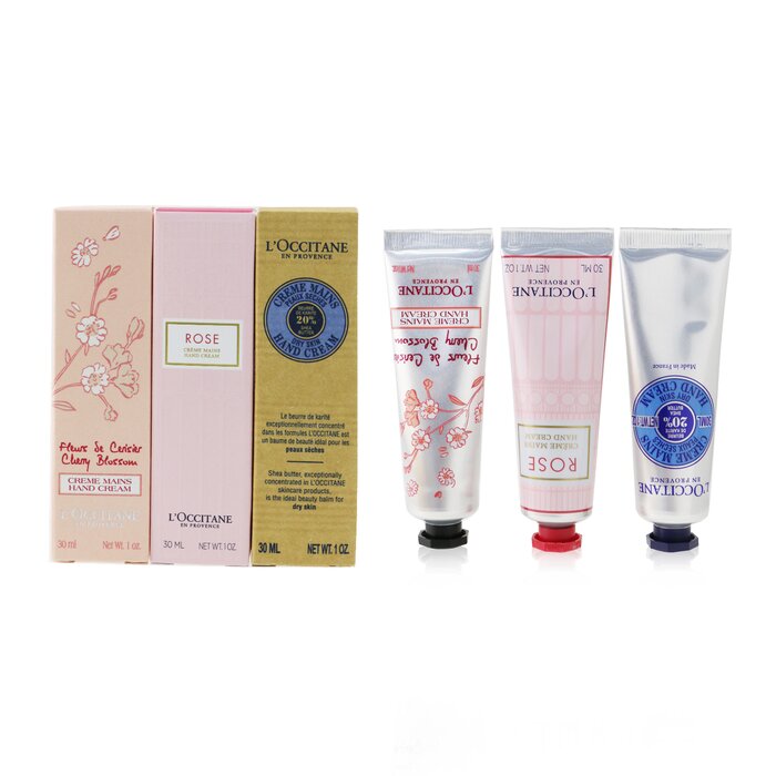 Lovelier Hands Set: 2xrose Hand Cream 30ml+2x Shea Butter Hand Cream 3ml+2x Cherry Blossom Hand Cream 30ml - 6x30ml/1oz