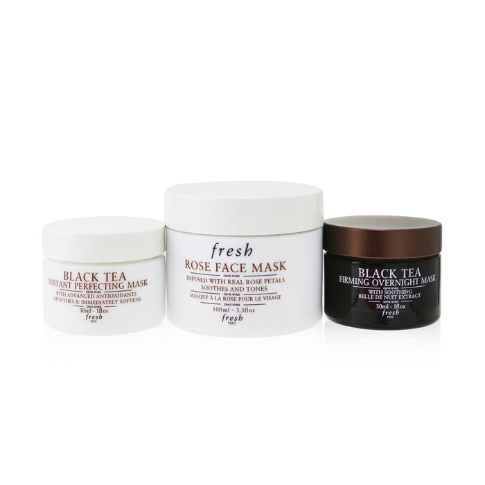 Face Mask Set: 1x Rose Face Mask - 100ml/3.3oz + 1x Black Tea Firming Overnight Mask - 30ml/1oz + 1x Black Tea Instant Perfecting Mask - 30ml/1oz -