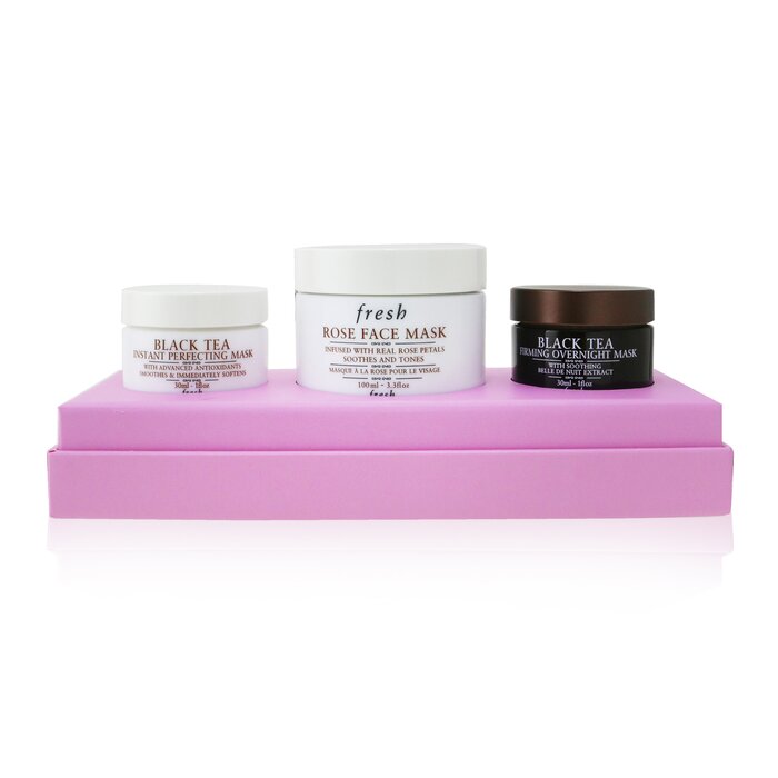 Face Mask Set: 1x Rose Face Mask - 100ml/3.3oz + 1x Black Tea Firming Overnight Mask - 30ml/1oz + 1x Black Tea Instant Perfecting Mask - 30ml/1oz -