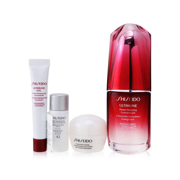 Ultimate Hydrating Glow Set: Ultimune Power Infusing Concentrate 30ml + Moisturizing Gel Cream 10ml + Eye Concentrate 5ml + Spf 42 Sunscreen 7ml -