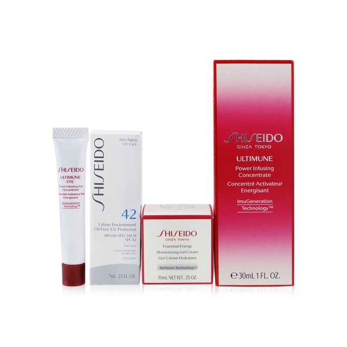 Ultimate Hydrating Glow Set: Ultimune Power Infusing Concentrate 30ml + Moisturizing Gel Cream 10ml + Eye Concentrate 5ml + Spf 42 Sunscreen 7ml -