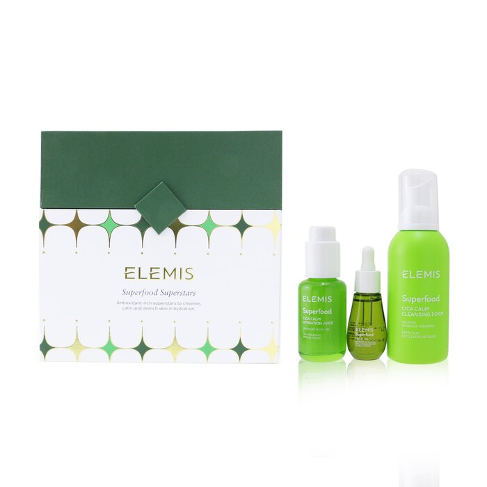 Superfood Superstars Set: Cica Calm Cleansing Foam 180ml+ Cica Calm Hydration Juice 50ml+ Facial Oil 15m - 3pcs