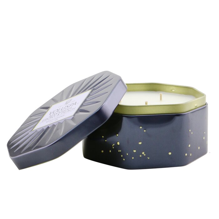 3 Wick Octagon Tin Candle - Makassar Ebony & Peach - 340g/12oz