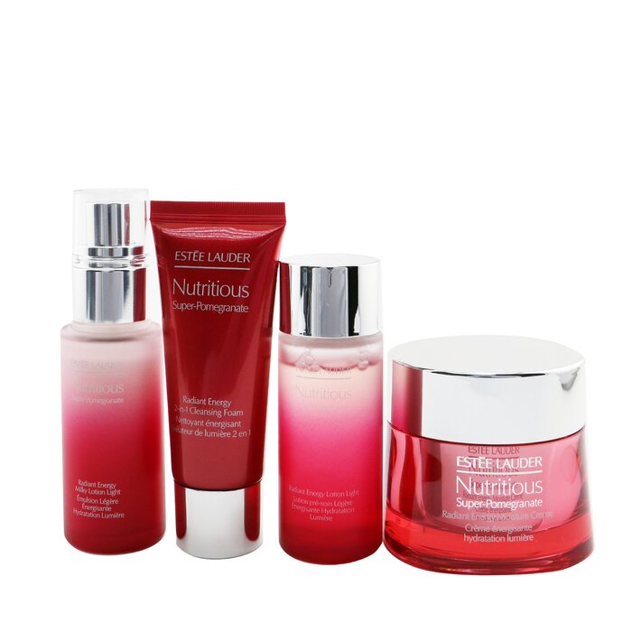 Nutritious Super-pomegranate Reveal A Rosy Radiance Set: Moisture Creme+ Milky Lotion Light+ Lotion+ Cleansing Foam ... - 4pcs+2bags