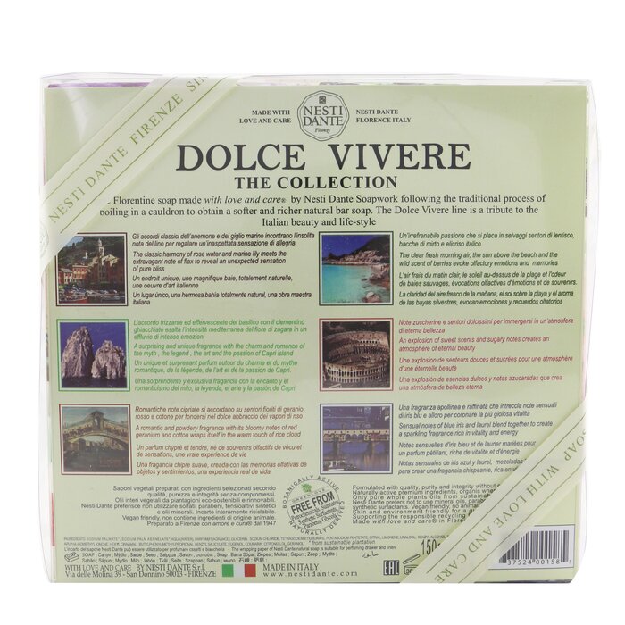 Dolce Vivere The Collection Soap Set: Sardegna + Portofino + Roma + Capri + Firenze + Venezia - 6x 150g/5.3oz