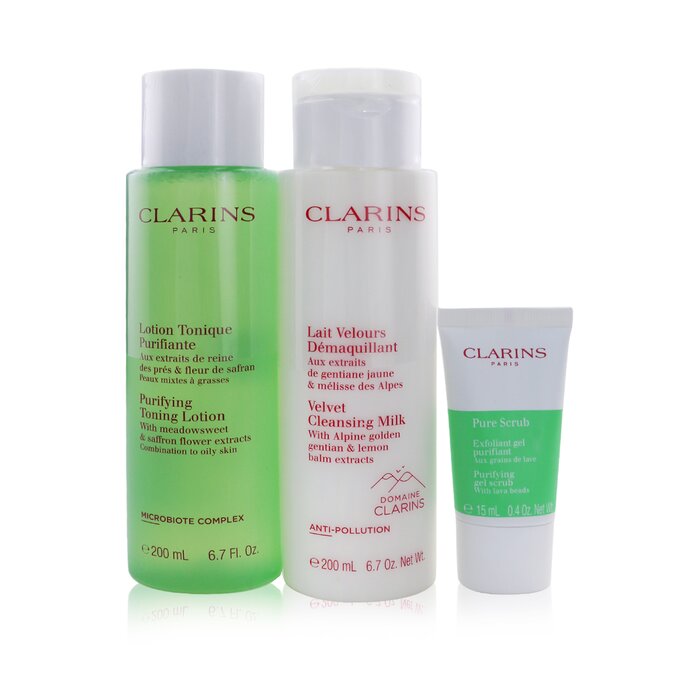 Perfect Cleansing Set (combination To Oily Skin): Cleansing Milk 200ml+ Toning Lotion 200ml+ Pure Scrub 15ml+ Bag - 3pcs+1bag