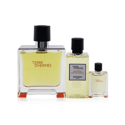 Terre D'hermes Coffret: Pure Parfum Spray 75ml/2.53oz + Hair & Body Shower Gel 40ml/1.35oz + Pure Parfum Spray 5ml/0.17oz - 3pcs