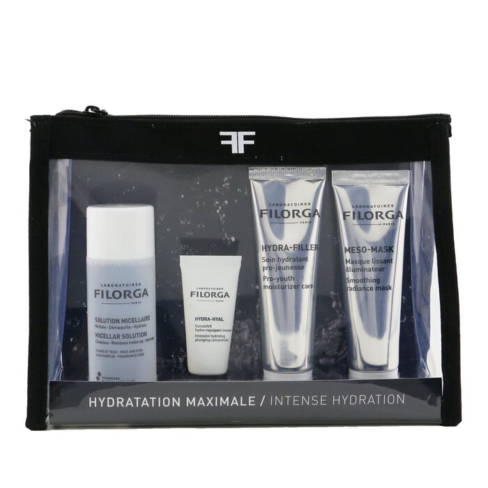 Intense Hydration Set: Micellar Solution 50ml+hydra-hyal 7ml+hydra-filler 30ml+meso Mask 30ml+bag - 4pcs+1bag