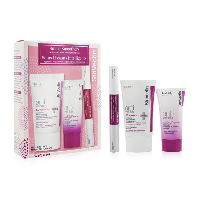 Smart Smoothers Full Size Trio Set: Intensive Moisturizing Concentrate 60ml + Instant Wrinkle Blurring Primer 30ml + Lips Plumping & Vertical