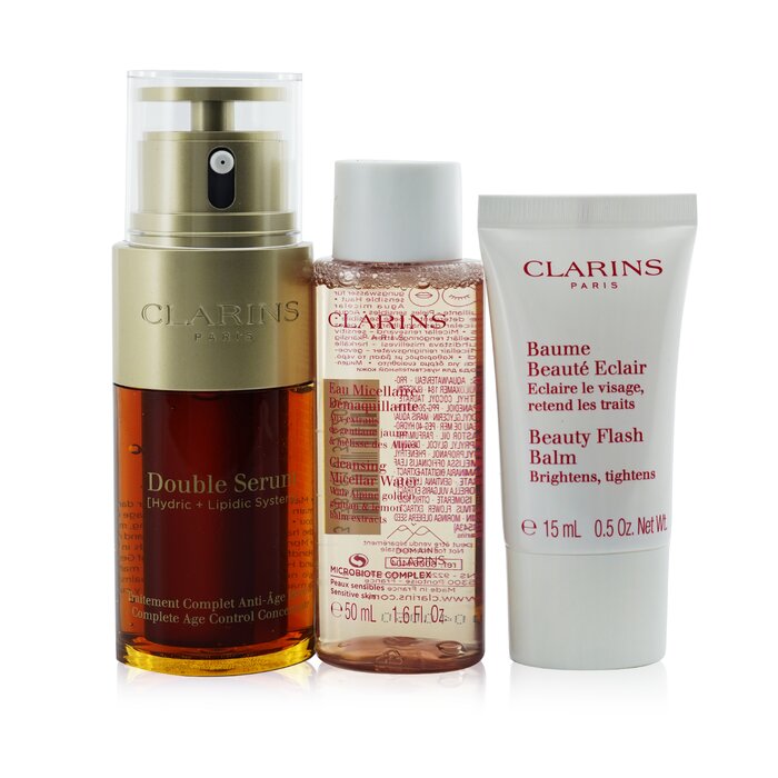 Youthful Radiance Set: Double Serum 30ml+ Cleansing Micellar Water 50ml+ Beauty Flash Balm 15ml - 3pcs