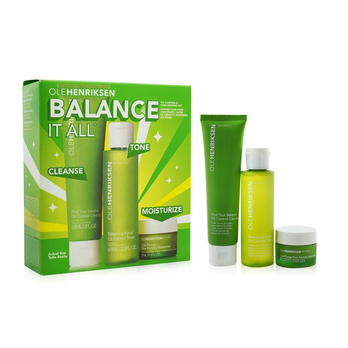 Balance It All Oil Control & Pore-refining Set: Cleanser 60ml + Toner 65ml + Moisturizer 15ml - 3pcs