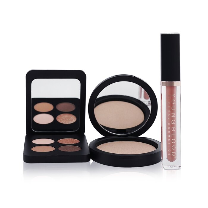 Sweet Talk The Perfect Spring Glow Palette (1x Hydrating Lip Creme, 1x Highlighter, 1x Eyeshadow Quad) - 3pcs