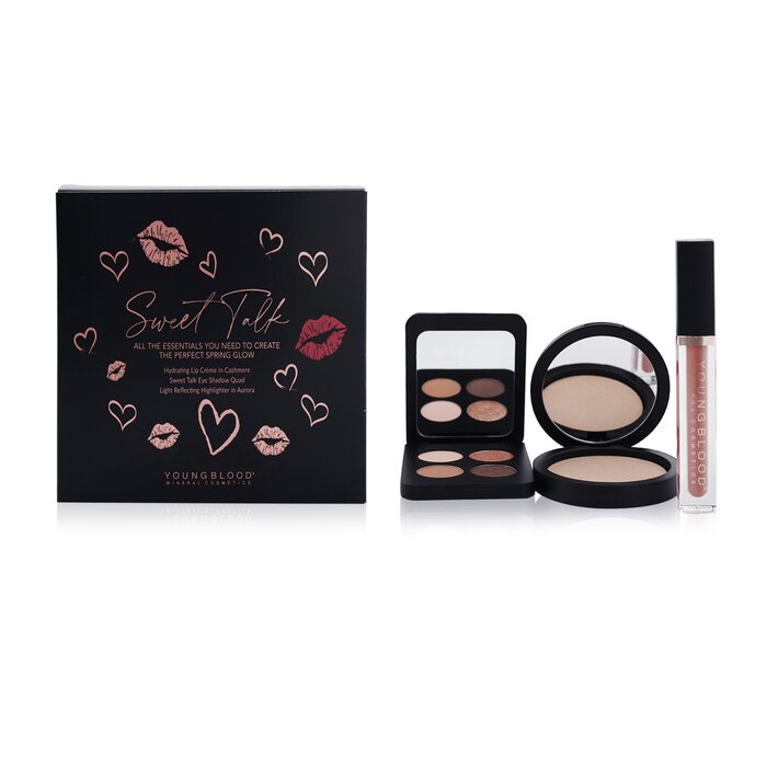 Sweet Talk The Perfect Spring Glow Palette (1x Hydrating Lip Creme, 1x Highlighter, 1x Eyeshadow Quad) - 3pcs