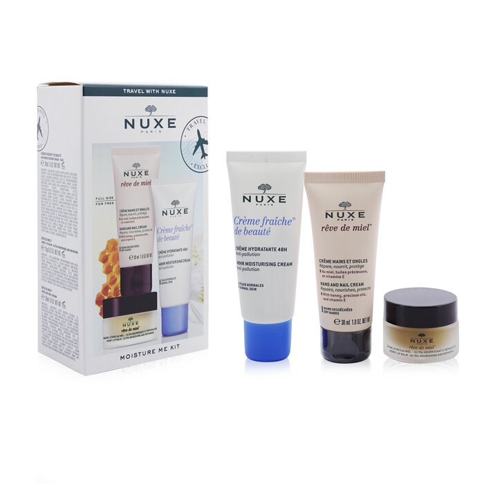 Moisture Me Kit: Creme Fraiche De Beaute 48hr Moisturising Cream 30ml + Reve De Miel Honey Lip Balm 15g + Reve De Miel Hand & Nail Cream 30ml -