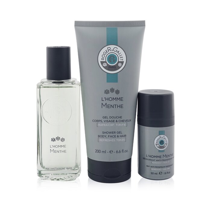 L'homme Menthe Coffret: Eau De Toilette Spray 100ml/3.3oz +anti-perspirant Deodorant 50ml/1.6oz+shower Gel 200ml/6.6oz - 3pcs