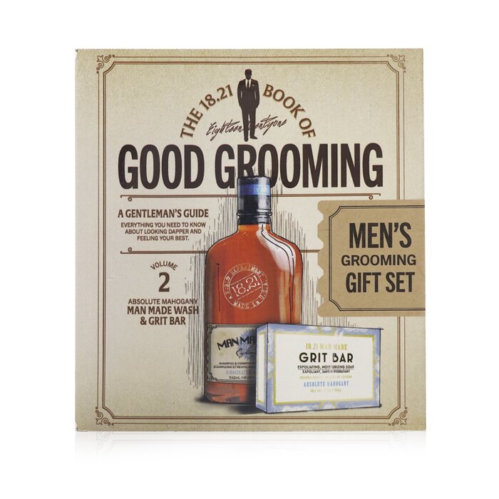 Book Of Good Grooming Gift Set Volume 2: Absolute Mahogany (wash 532ml  + Grit Bar 198g ) - 2pcs