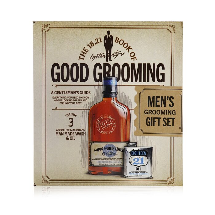 Book Of Good Grooming Gift Set Volume 3: Absolute Mahogany (wash 532ml  + Oil 60ml ) - 2pcs