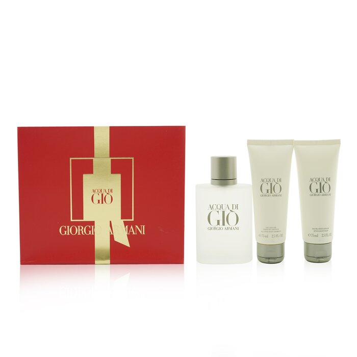 Acqua Di Gio Coffret: Eau De Toilette Spray 100ml/3.4oz + All Over Body Shampoo 75ml/2.5oz + A/s Balm 75ml/2.5oz - 3pcs