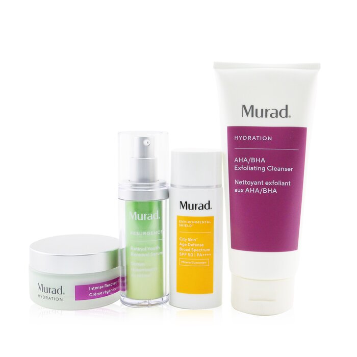 Murad Skin Clinic Radiance Revealed With Murad Set: Retinol Youth Renewal Serum 30ml + City Skin Age Defense Mineral Sunscreen Spf 50 50ml + Aha/