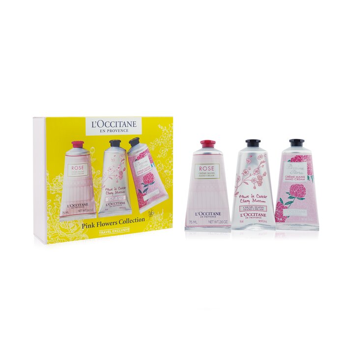 Pink Flowers Hand Cream Collection: Pivoine Flora + Rose + Cherry Blossom - 3x75ml/2.6oz