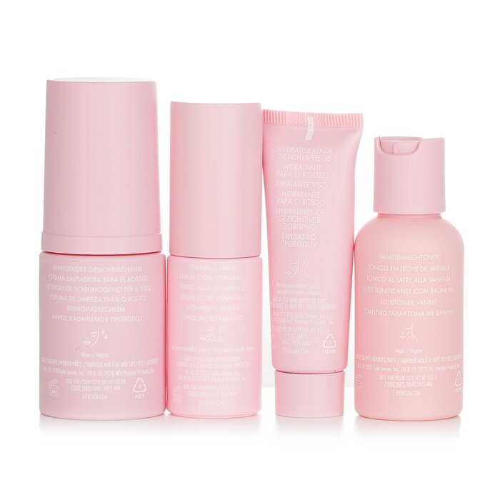 4-piece Mini Set: Foaming Face Wash 30ml + Face Moisturizer 15ml + Vitamin C Serum 10ml + Vanilla Milk Toner 30ml - 4pcs