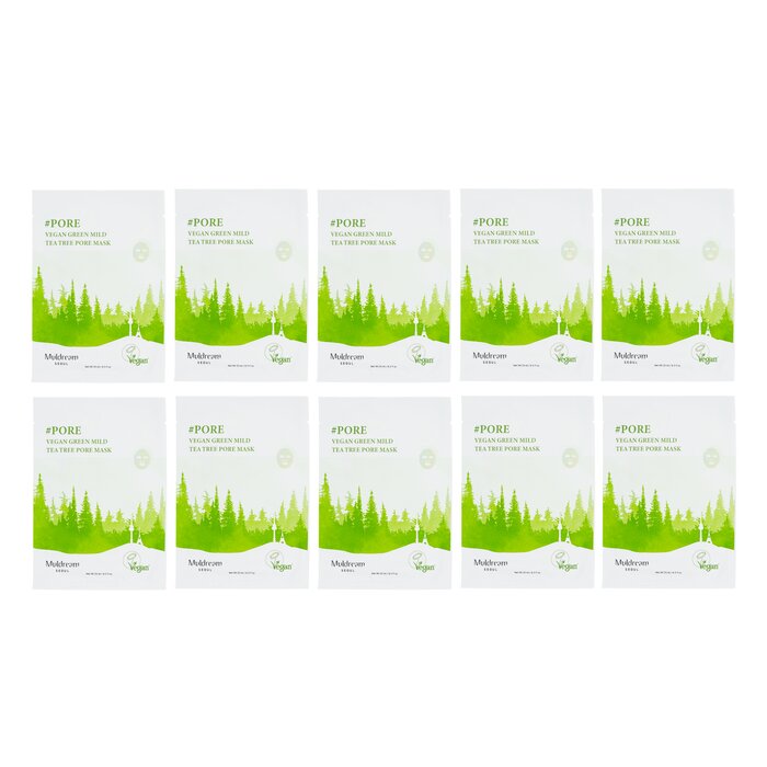 Vegan Green Mild Tee Tree Pore Mask - 10pcs