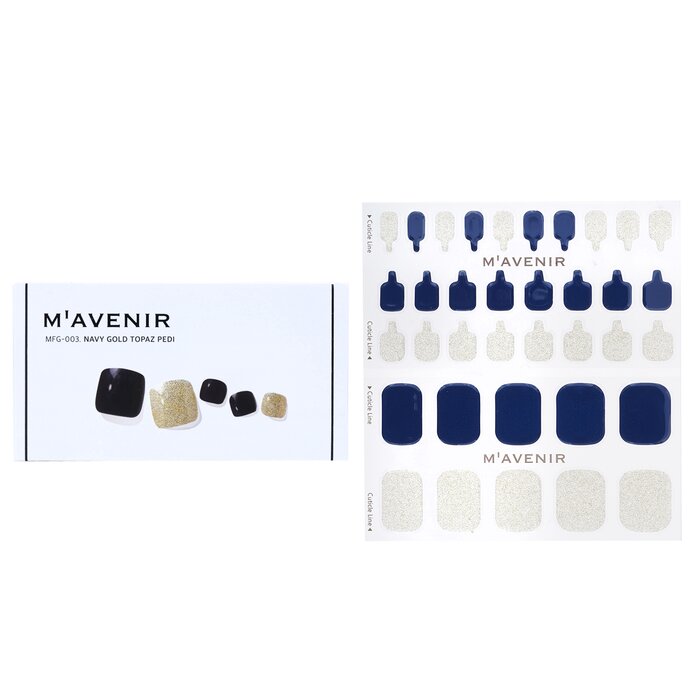 Nail Sticker (blue) - # Navy Gold Topaz Pedi - 36pcs