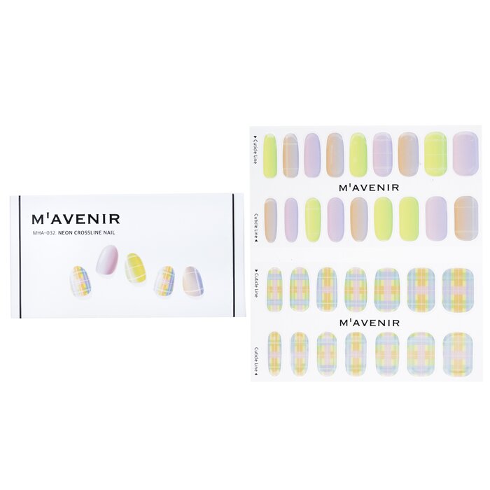 Nail Sticker (patterned) - # Neon Crossline Nail - 32pcs