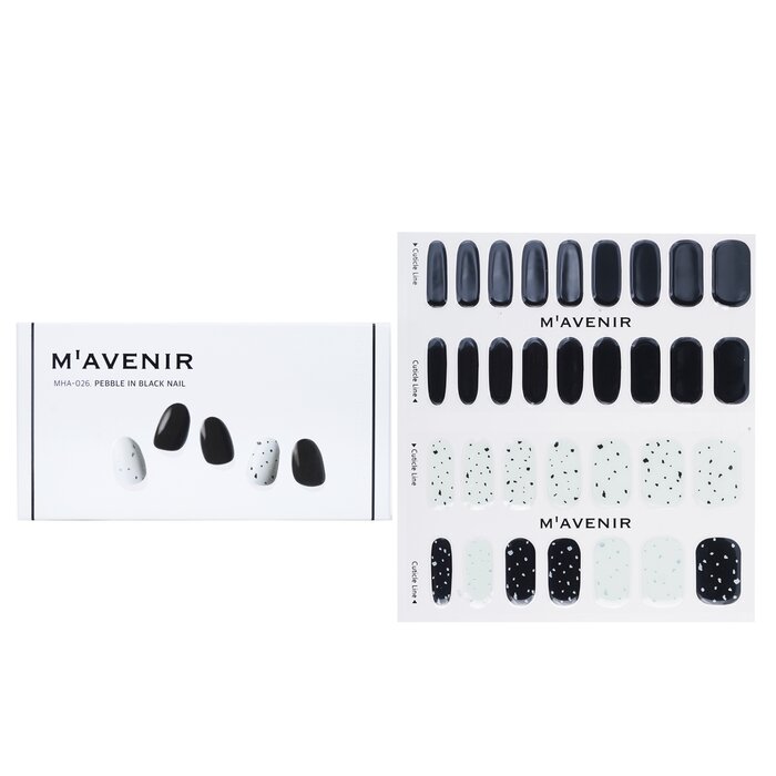 Nail Sticker (black) - # Pebble In Black Nail - 32pcs