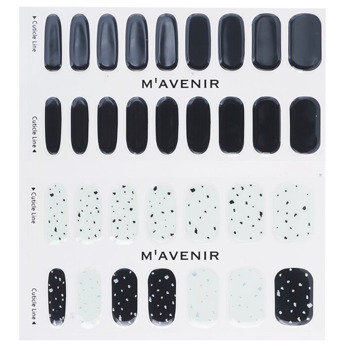 Nail Sticker (black) - # Pebble In Black Nail - 32pcs