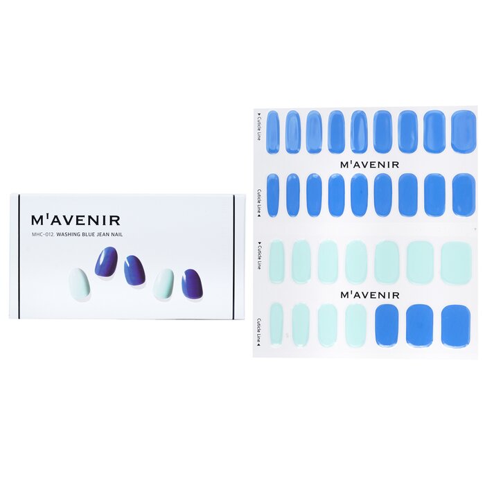 Nail Sticker (blue) - # Washing Blue Jean Nail - 32pcs