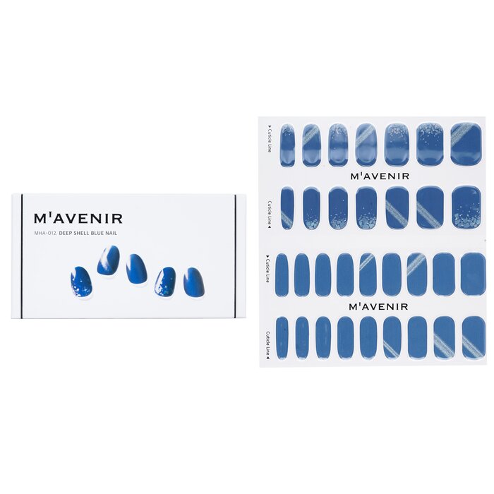 Nail Sticker (blue) - # Deep Shell Blue Nail - 32pcs