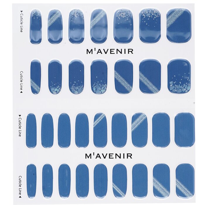 Nail Sticker (blue) - # Deep Shell Blue Nail - 32pcs