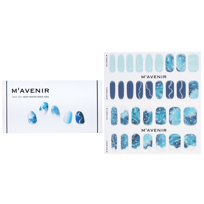 Nail Sticker (blue) - # Deep Water Wave Nail - 32pcs